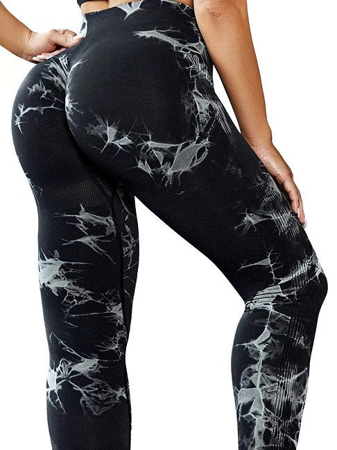 High-Waisted Tie-Dye Butt-Lifting Fitness Pants, Breathable Peach-Lift Compression Training Nine-Point Yoga Pants Define