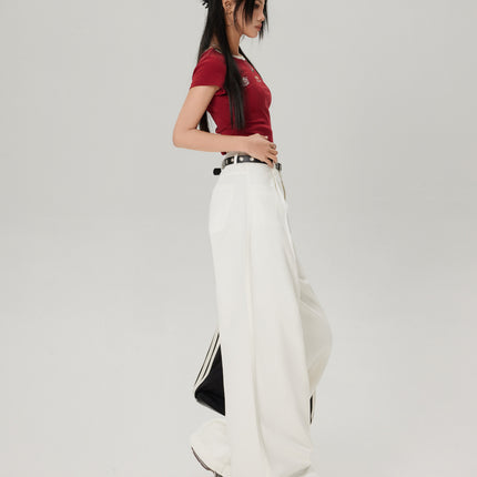 Elegant White Wide Leg Jeans Spring New Loose Slimming Pear-shaped Figure Straight Trousers