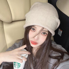 Drawstring pile hat beige / M（56-58cm）