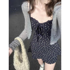 Blue floral dress / S