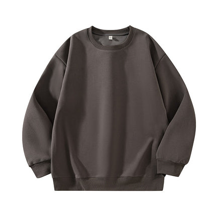 Light Gray 500g Heavyweight Round Neck Pullover Sweatshirt for Men and Women Japanese Style Style Loose Casual Versatile Long-Sleeved Top Autumn and Winter