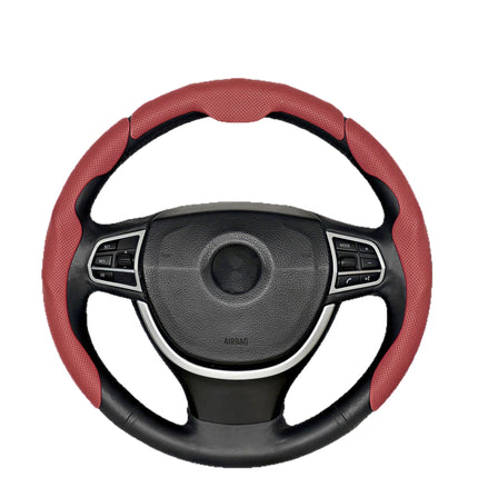 Car Steering Wheel Cover Nappa Leather Pinhole Pattern Breathable Sweat-Absorbent Buckle Four-Season Universal High-End Handle Cover Cross-Border