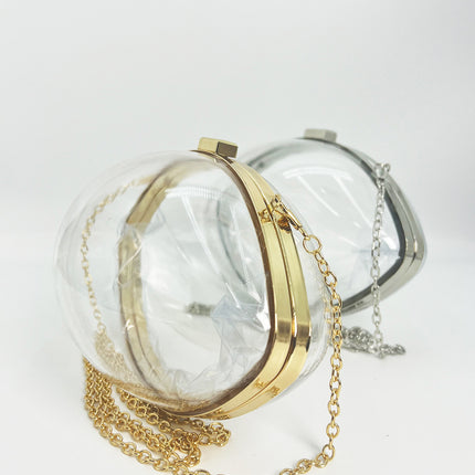 2025 New Summer Style Personalized Acrylic Transparent Ball Bag Shoulder Crossbody Bag Chain Small Bag Evening Dress Bag