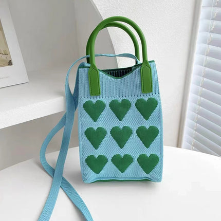 Mini Checkerboard Knitted Shoulder Crossbody Bag Handbag for Women Niche Design Phone Bag Phone Crossbody Handbag