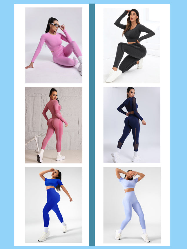 Spring and Summer Slim Sports Yoga suit Short-sleeved Sports Pants Women's Fitness Tight Sports Running Yoga suit