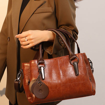 Hong Kong 2025 New Retro Contrast Color Personalized Hand-Held Crossbody Three-Layer Large Capacity Pillow Bag Women's Bag