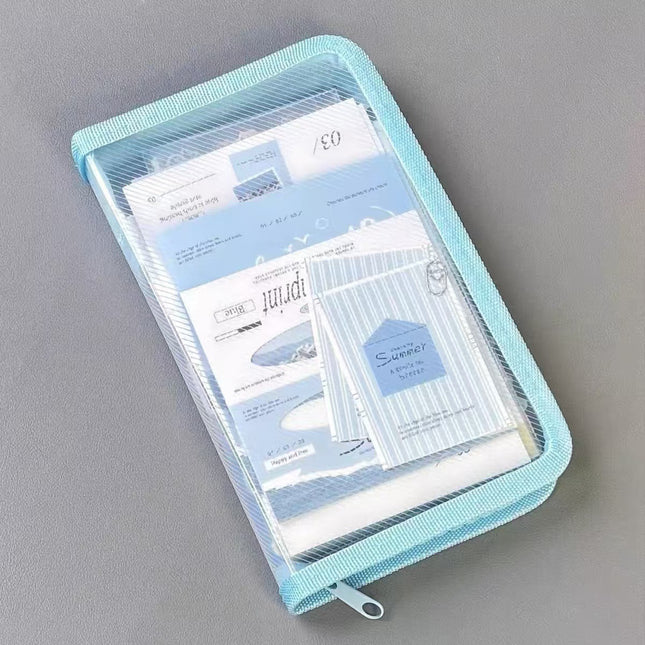 A6 Twill Transparent Storage Bag Cut Film Sticker Storage Bag Hand Account Material Solid Color Simple Fresh Pencil Bag Large Capacity
