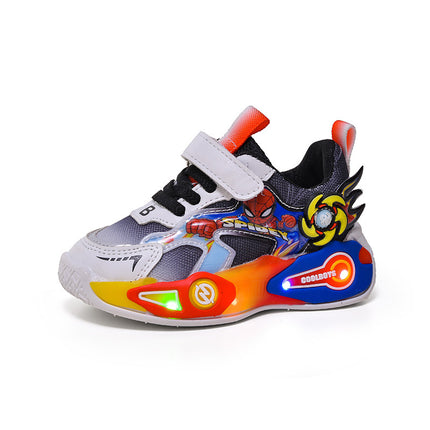 Boys' Sports Shoes 2025 Spring & Fall New Breathable Mesh Casual Led Luminous Boys' Running Student Shoes