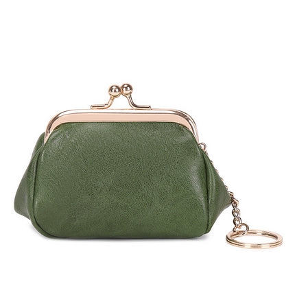 Retro Clip Coin Purse 2024 New Girls Compact Portable Key Bag Solid Color Easiest for Match Coin Storage Bag