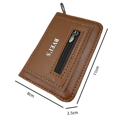 Men's Card Holder Wallet Accordion Style in Stock Pu Id Holder Fashionable Zipper Multi-Card Slot Coin Purse Wholesale Large Capacity