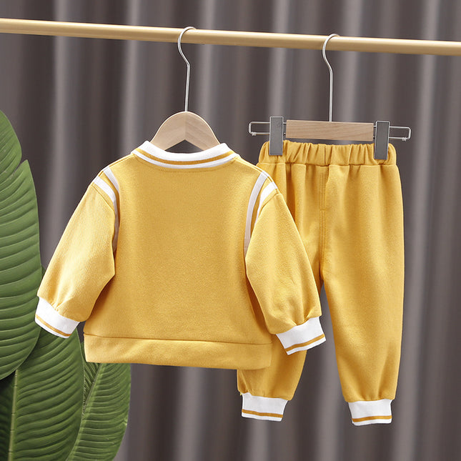 Children's Clothing Boys' Spring and Autumn Outfit Set 2025 New Stylish Toddler Autumn Long-Sleeve Baby Sweatshirt Two-Piece Set