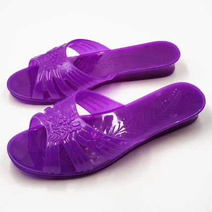 Pearl River Chrysanthemum Women's Summer Jelly Bath Plastic Transparent Mother Going Out Non-Slip One Crystal Alliance Slippers