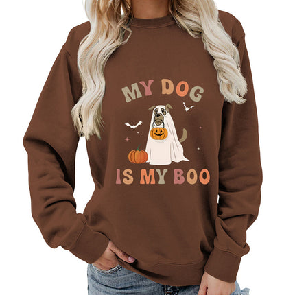 Amazon Cross-border Foreign Trade Source my dog Printed Round Neck Women's Jacket Sweatshirt Jacket Casual Loose European Size
