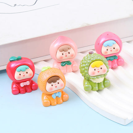 Resin three-dimensional solid color pearlescent second-generation fruit cubs diy jewelry accessories car small ornaments key chain material
