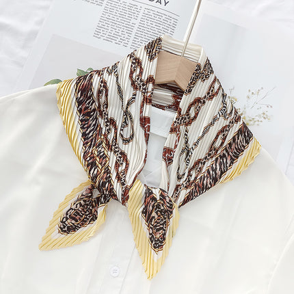 New wrinkled small square scarf female Korean imitation silk printed wrinkled small scarf Joker scarf decorative scarf wholesale
