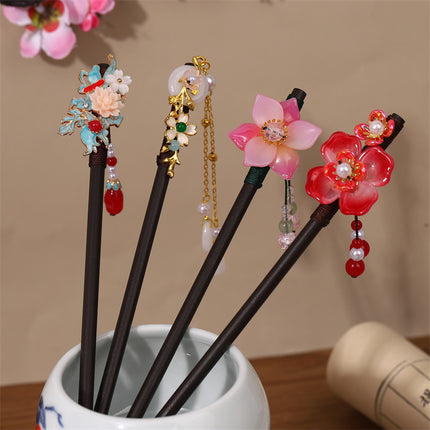 New Year Red Festive Chinese Style Hairpin Palace Style Tassel Walking Hair Hairpin Retro Hanfu Ancient Dress Cheongsam Hair Accessories Women