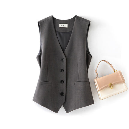 Women's Suit Vest Layered Vest 2026 Spring and Autumn Sleeveless Commuter Style Elegant Black Slim-Fit Versatile Vest