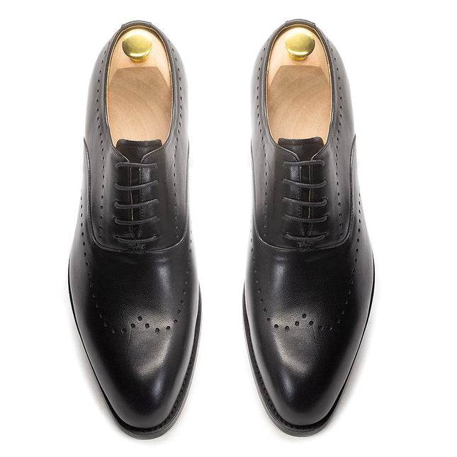 2024 Men's Shoes Spring/Summer Brogue Carved Pointed Business Handmade Gentleman Elegant Oxford Shoes Men's Large Size Shoes Men