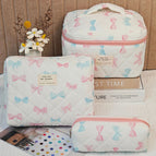 3#Blue and pink bow / Small size-pencil bag (19*6*8)