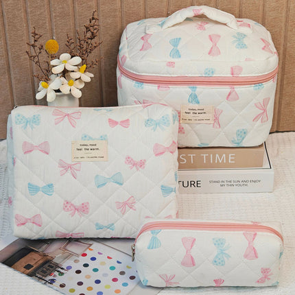 New Cotton Large Capacity Cosmetic Bag Women's Niche Portable Wash Storage Bag Cross-border Small Floral Cute Quilted Bag