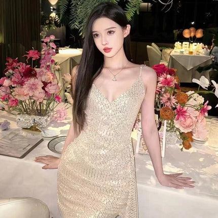 2025 Summer New High-End Elegant Goddess-Style Dress Light Luxury French Banquet Sexy Mini Dress