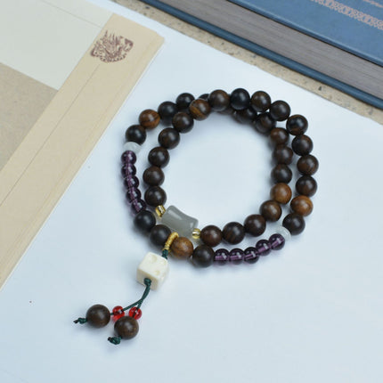 Shen Guibao Chen Xiang 8mm Double Ring Half Bracelet Barrel Bead Bracelet Five Sutra String Beads Niche Wen Play Jewelry Wholesale