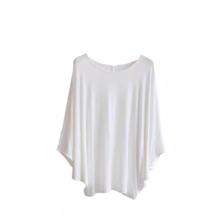 Soft Thin Bat Sleeve T-Shirt for Women Spring and Summer New Large Size Loose Slim Round Neck Top for Outer Wear Large Women's Clothing