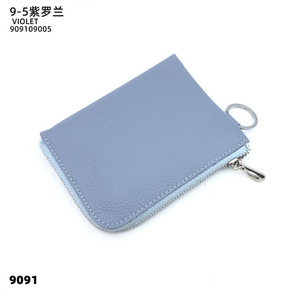 First-Layer Cowhide Zipper Coin Purse Bank Card Coin Small Leather Bag with Key Ring Mini Genuine Leather Coin Purse Wholesale