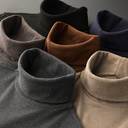Rongde Turtleneck Bottoming Shirt Double-Sided Inner Spring Long-Sleeved Men's T-Shirt Brushed Heating Warm Top Thick 1688