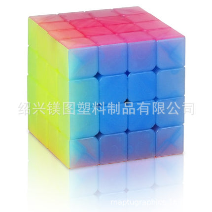 2025 New Qiyi Transparent Luminous Blue Pyramid Jelly Color Series Second and Third Order Children's Decompression Toy Rubik's Cube