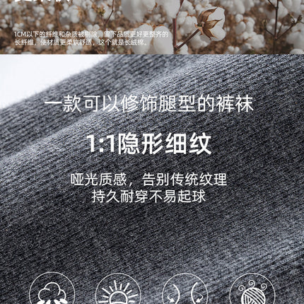 New Autumn and Winter Fleece-Lined Thick Cotton Ribbed Leggings, Gray Footed Warm Pants, High-Waisted Slimming Tights