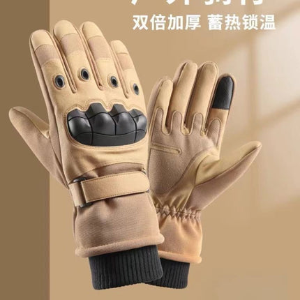 Tactical Gloves Men's Full Finger Winter Outdoor Warm Sports Training Riding Motorcycle fleece-lined Riding Wind and Cold