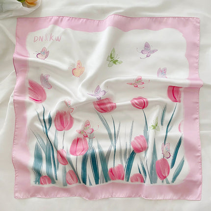 2023 new spring scarves 70x 70 square scarf silk scarf female pale green healing scarf
