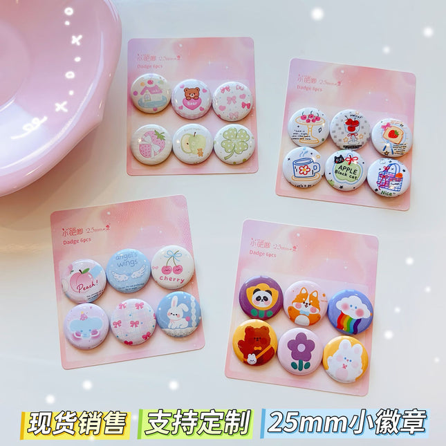 25mm Original Cartoon Vintage-Style Mini Badge for Journal Decoration, Cute and Adorable Girly Pin