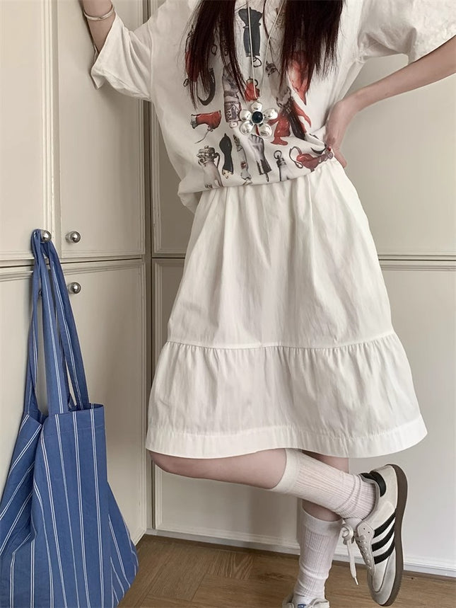 Cross-Border College Style Khaki Skirt 2025 Spring New Design Age-Reducing Japanese Style Flap Pocket Pants Mid-Skirt A-Line Skirt