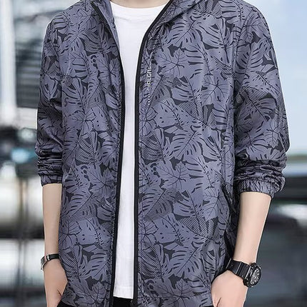 Ice Silk Sun Protection Clothing Men's Thin Breathable Hooded Sun Protection Clothing Foreign Trade Outdoor Sports Fishing Zipper Skin Jacket
