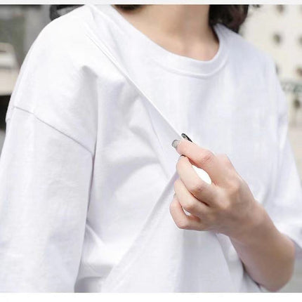 Nursing Top Summer mid-length short-sleeved T-shirt loose postpartum hot mom slimming nursing bottoming shirt