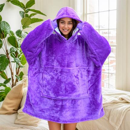 Hooded Blanket Hoodie Blanket Cross-Border Flannel Thickened Lamb Fleece Robe Fleece Pullover Tv Blanket