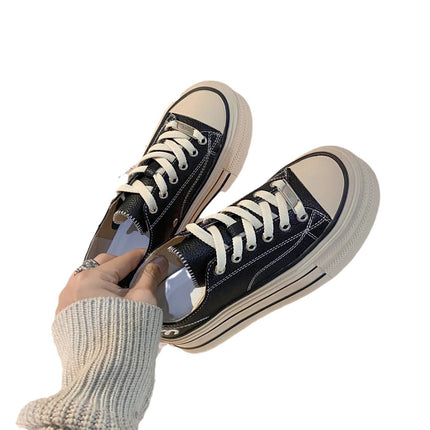 Genuine Leather White Sneakers for Women, Spring 2026, Versatile Internet Celebrity Hot Style, Sports Casual Thick-Soled Height-Increasing Sneakers, Breathable and Comfortable