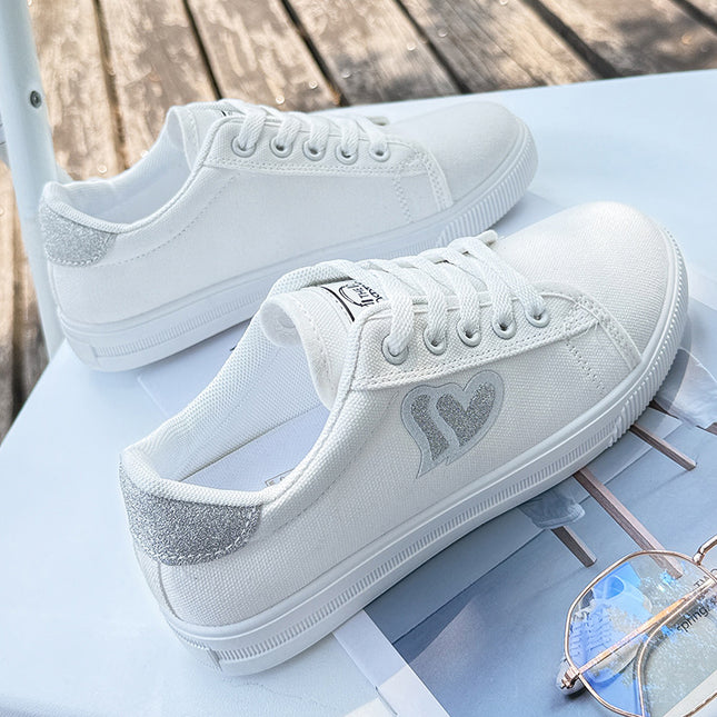 Large Size White Sneakers for Women 2026 New Popular Summer Flat Casual Versatile Sneakers with Soft Soles and Breathable Canvas Shoes