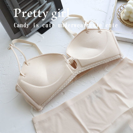 Bubble Sweetheart Smooth Sexy Seamless Small Chest Push-Up Bra Women's Side Breast Collection Adjustable Bra Set Dropshipping