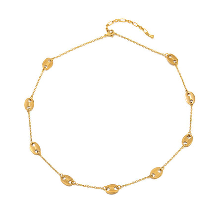 Lishan Versatile Bowknot Accessories Titanium Steel Metal Chain Series Layered Natural Stone Necklace Clavicle Chain for Women