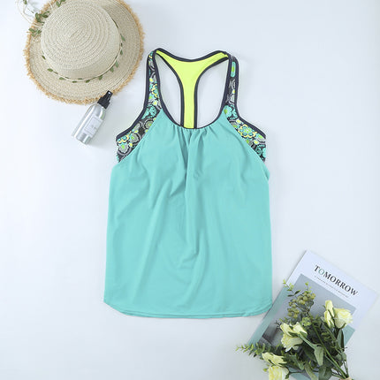 European and American New Style Split Swimsuit Women's Printed Vest Style Large Size One-Piece Swimsuit Top Women's Wholesale