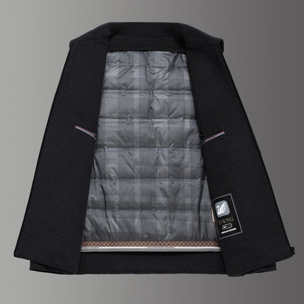 Winter High-end Short Woolen Jacket Men's Removable Warm Down Liner Casual Trendy Thick Cotton Jacket
