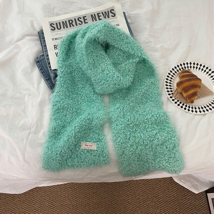 "Puff Ice Cream" Homemade Soft and Waxy Plush High-End Scarf Korean Style Warm Knitted Scarf