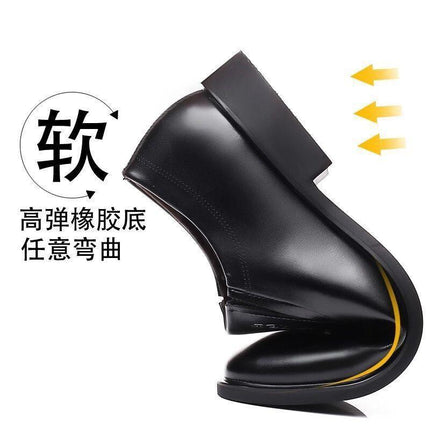 Leather Shoes for Men, Youth Business Casual Formal Slip-On Shoes, Spring New Style, Black Student Korean Style Wedding Leather Shoes