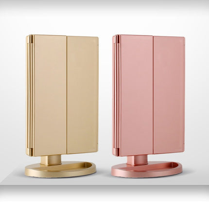 Cross-Border Led22 Light Mirror Three-Sided Foldableing Makeup Mirror with Light Charging Desktop Beauty Mirror Desktop Luminous Mirror