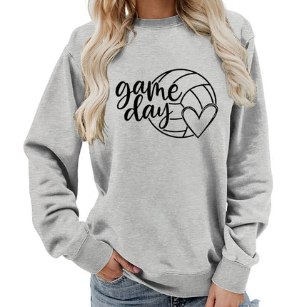 Cross-border supply of foreign trade in Europe and the United States game day printed round neck women's jacket sweater coat European size plus size