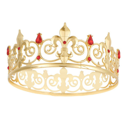 European and American Cross-Border Round Crystal Crown Ball Prince Tiara Crown Party Birthday Pair Decoration Ready-Made Factory Direct Sale