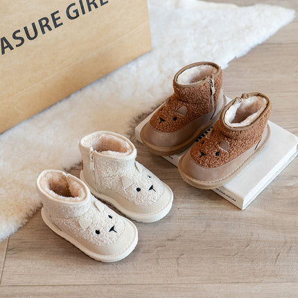 Winter New Baby Kids Toddler Shoes fleece-lined Snow Boots Baby Shoes Warm Women's Shoes Boys Korean Style Cotton Shoes